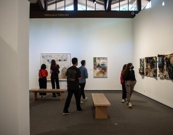 Students looking at artwork 